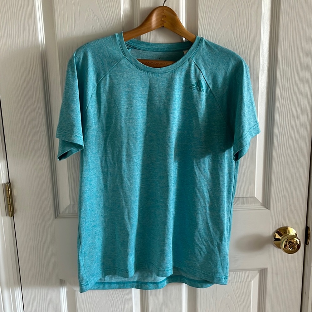 Adidas Light Blue Short Sleeve Athletic Shirt Size Medium